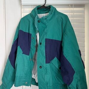 Old School Teal and Navy Bomber Jacket